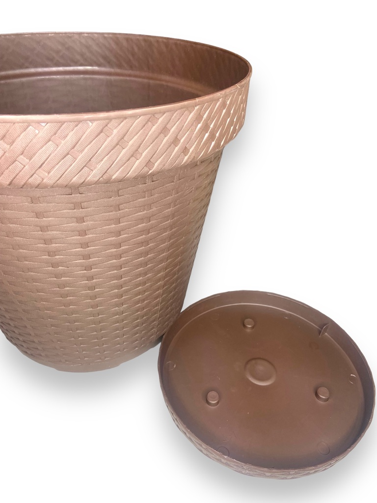 Maceta Ratan Redonda D34.5 Chocolate