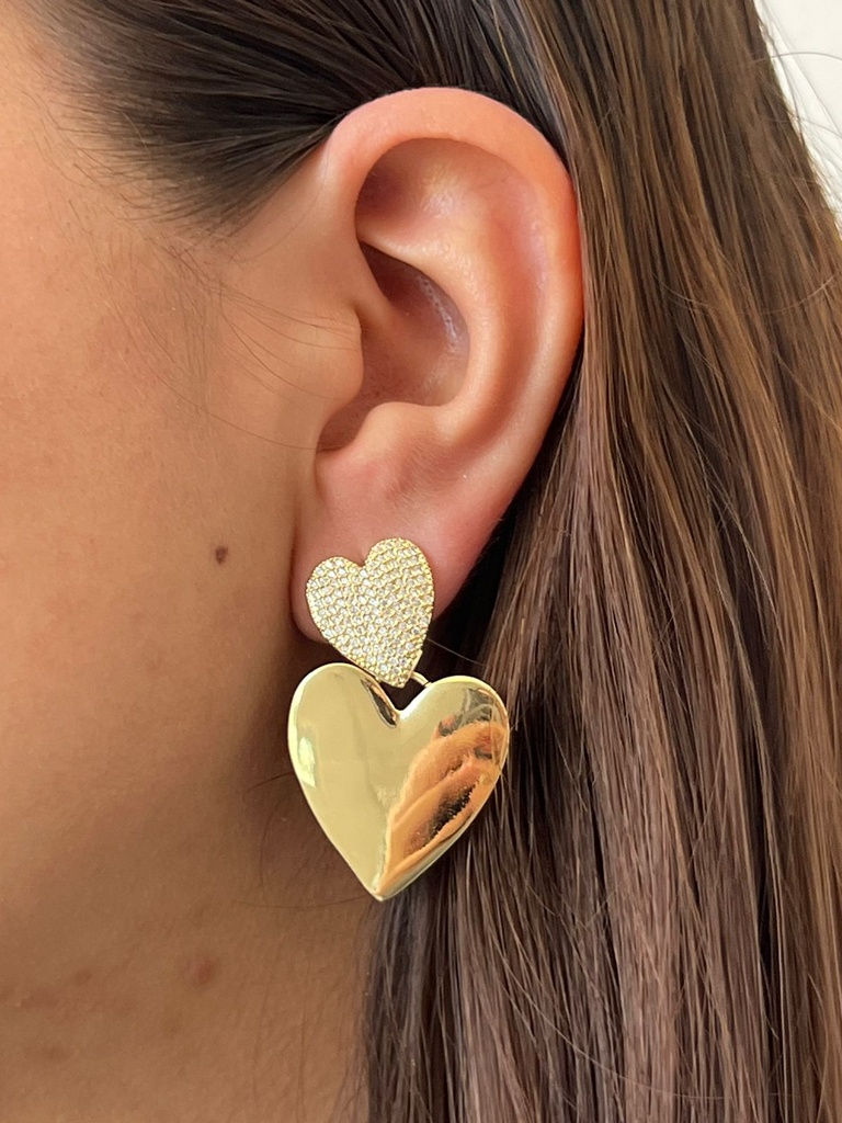Aretes Colgantes de Corazón con Zirconia 