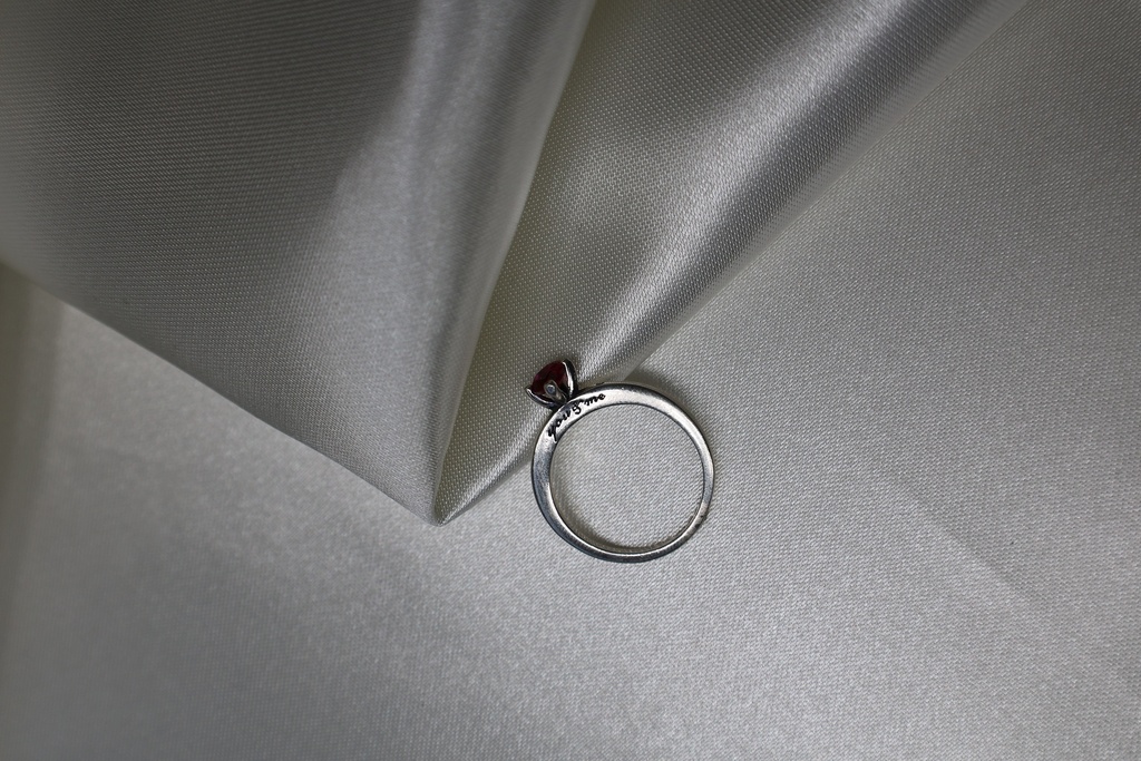 Anillo Solitario Corazón Rojo Plata Italiana .925