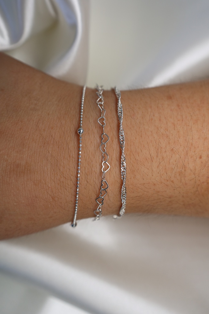 Pulso Corazones Grande Plata .925