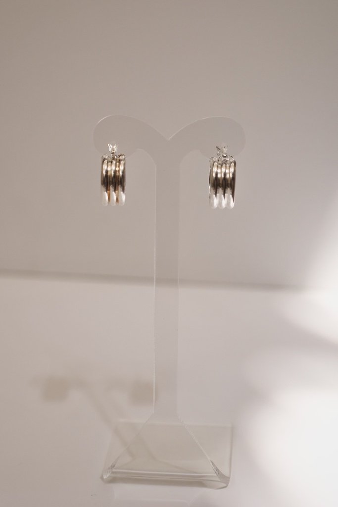 Arracada Chunky Lineas Plata