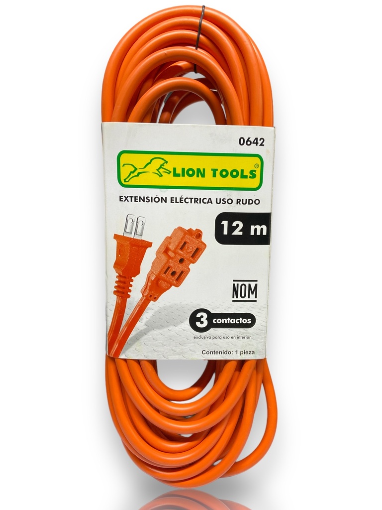 Extensión eléctrica uso rudo 12 mts lion tools