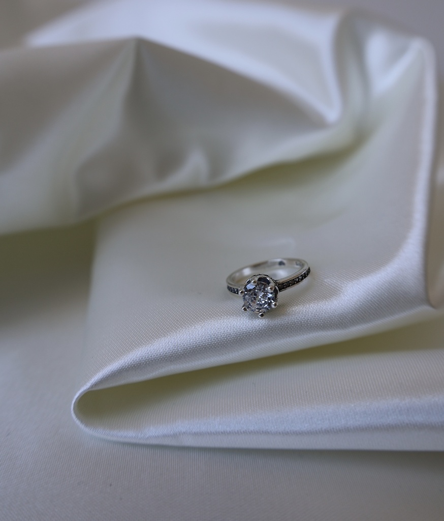 Anillo Solitario Corona Zirconia Plata Italiana .925