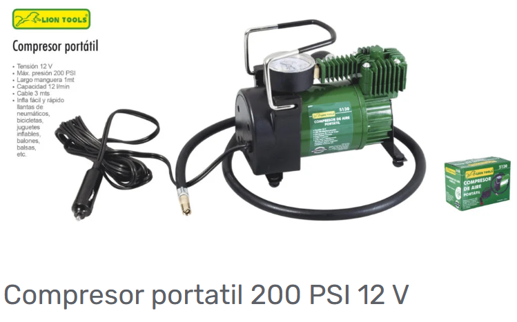 Compresor Portátil Lion Tools