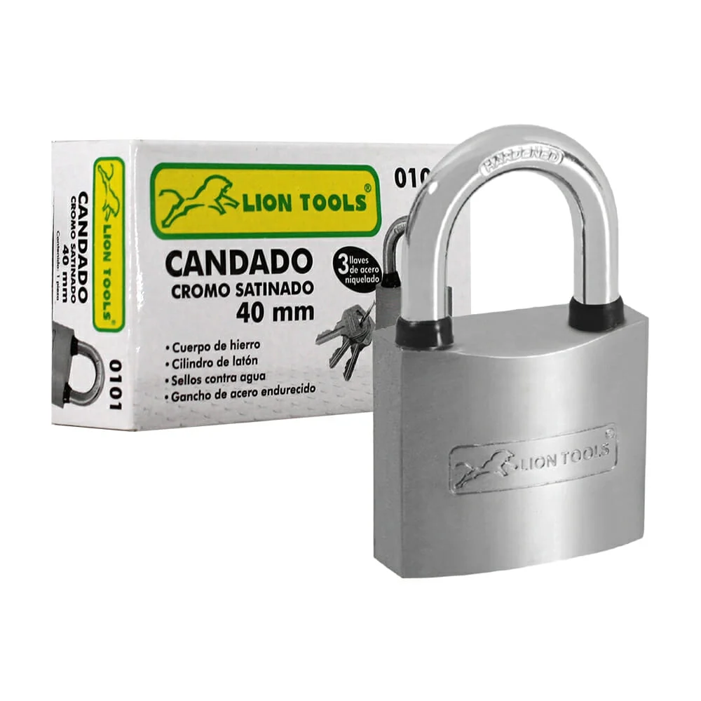 Candado Cromo Satinado Lion Tools