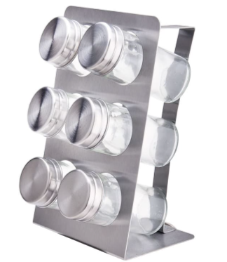 Set de 6 Especieros Acero Inoxidable YAJAD con Base