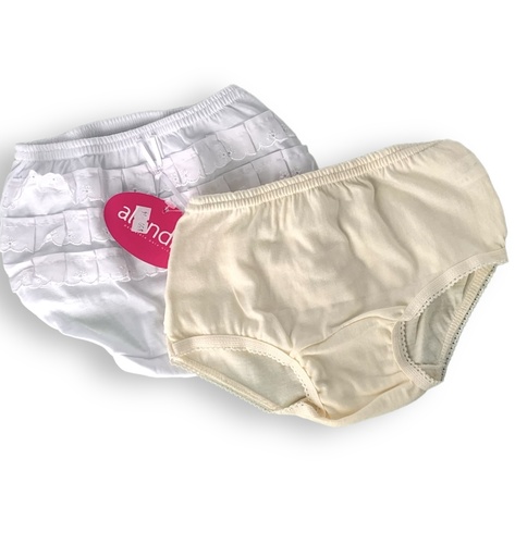 [802-BLANCO Y BEIGE T3] Pantaleta niña Alondra