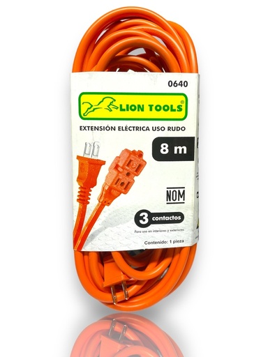 [0640] Extensión eléctrica uso rudo 8 mts Lion tools