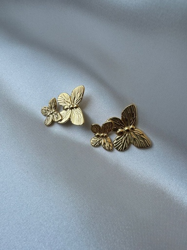 [ACERO] Aretes Mariposa Doble 
