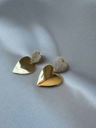 [CHAPA] Aretes Colgantes de Corazón con Zirconia 