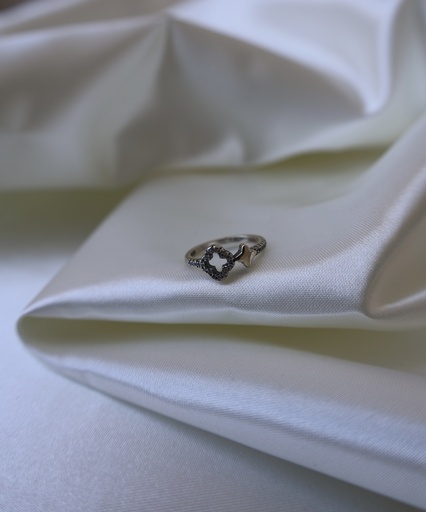 [Plata tipo Pandora] Anillo Trébol Zirconia Plata Italiana .925