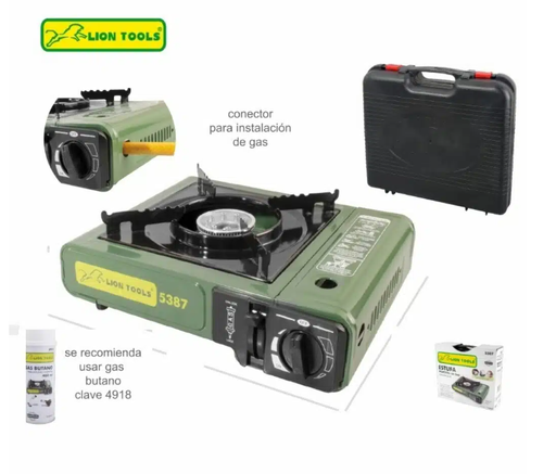 [5387] Estufa Portátil de Gas Con Estuche Lion Tools