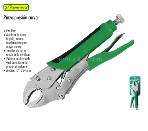 [3095] Pinza Presion 10" Curva Forro Lion Tools