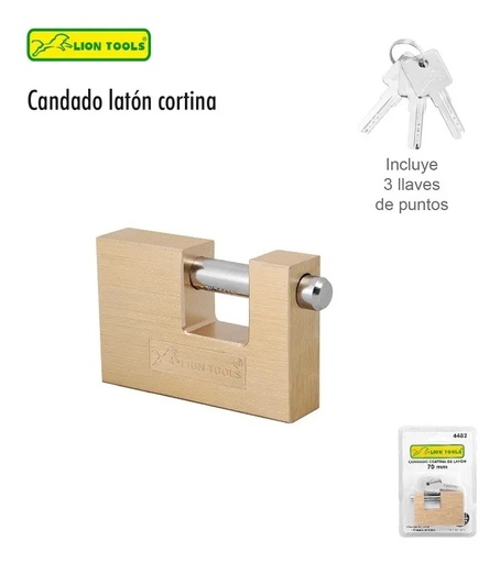 [4482] Candado Cortina de Latón 70mm Lion Tools