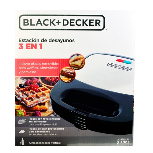 [WM2000S-LA] Parrilla, Sandwichera y Wafflera 3en1 BLACK+DECKER